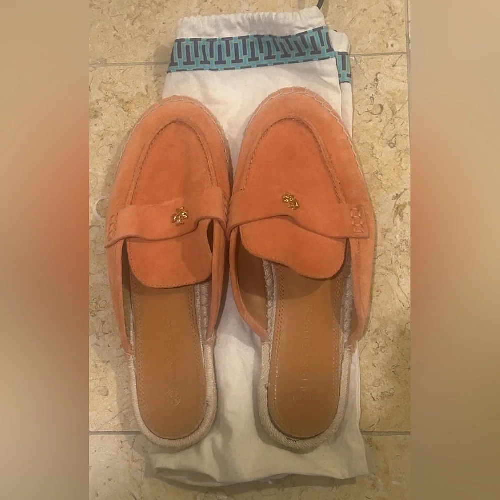 Tory Burch Orange Suede Seaside Espadrille Mule (#87637) Size 10 w/ Dust Bag